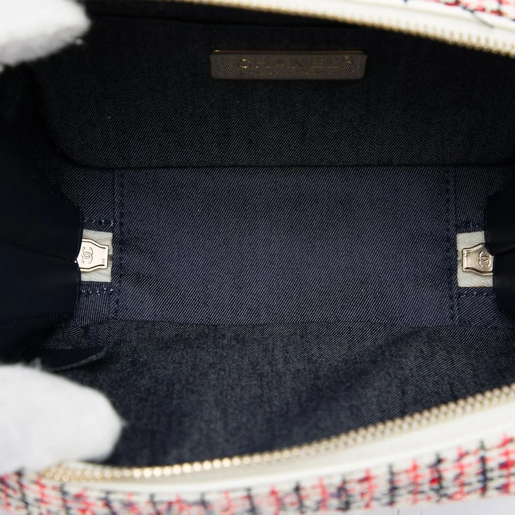 Chanel Tweed CC Mania Camera Bag Red Tweed Good - Model View