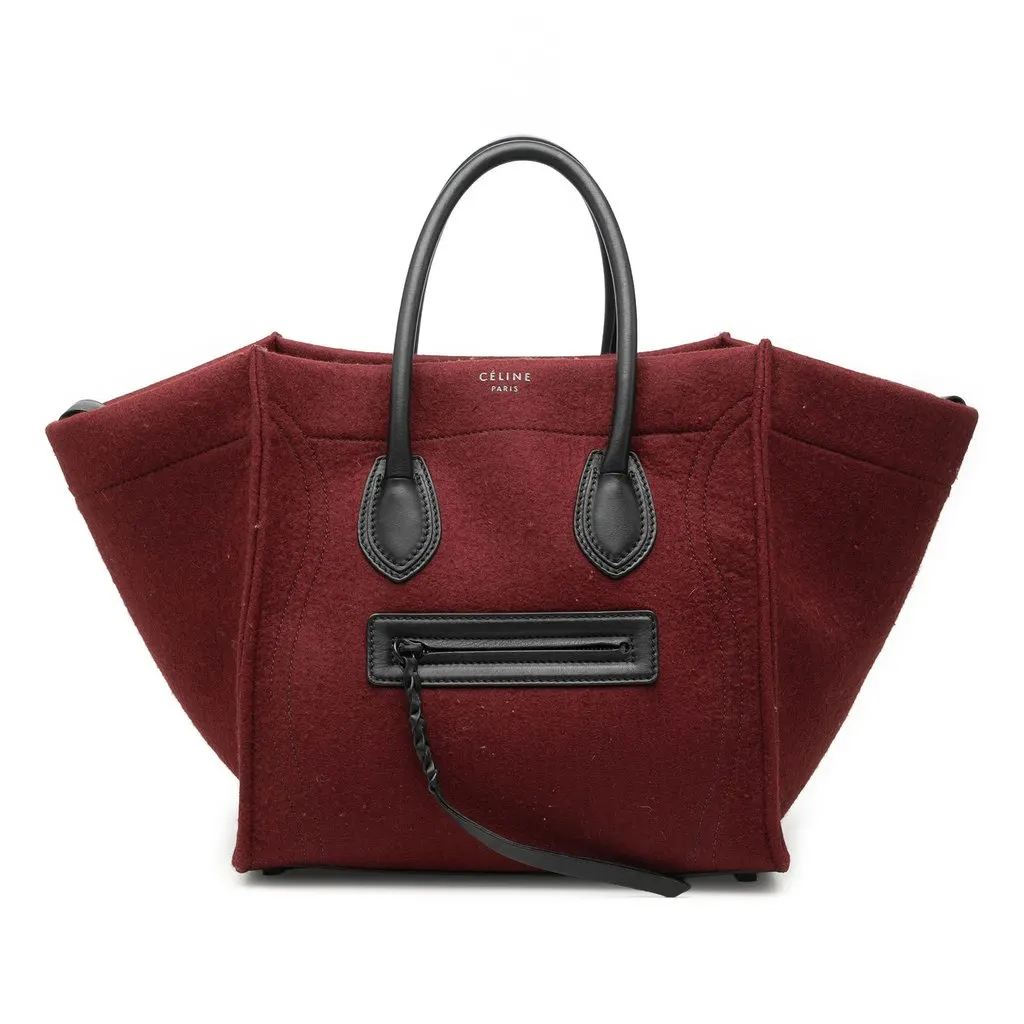 Celine Medium Felt Phantom Luggage Tote Red Very good - Front View