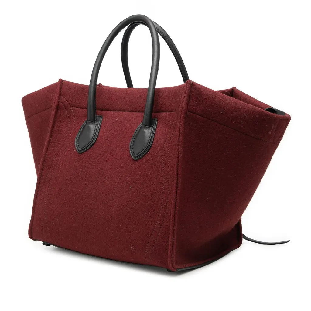 Celine Medium Felt Phantom Luggage Tote Red Very good - Back View