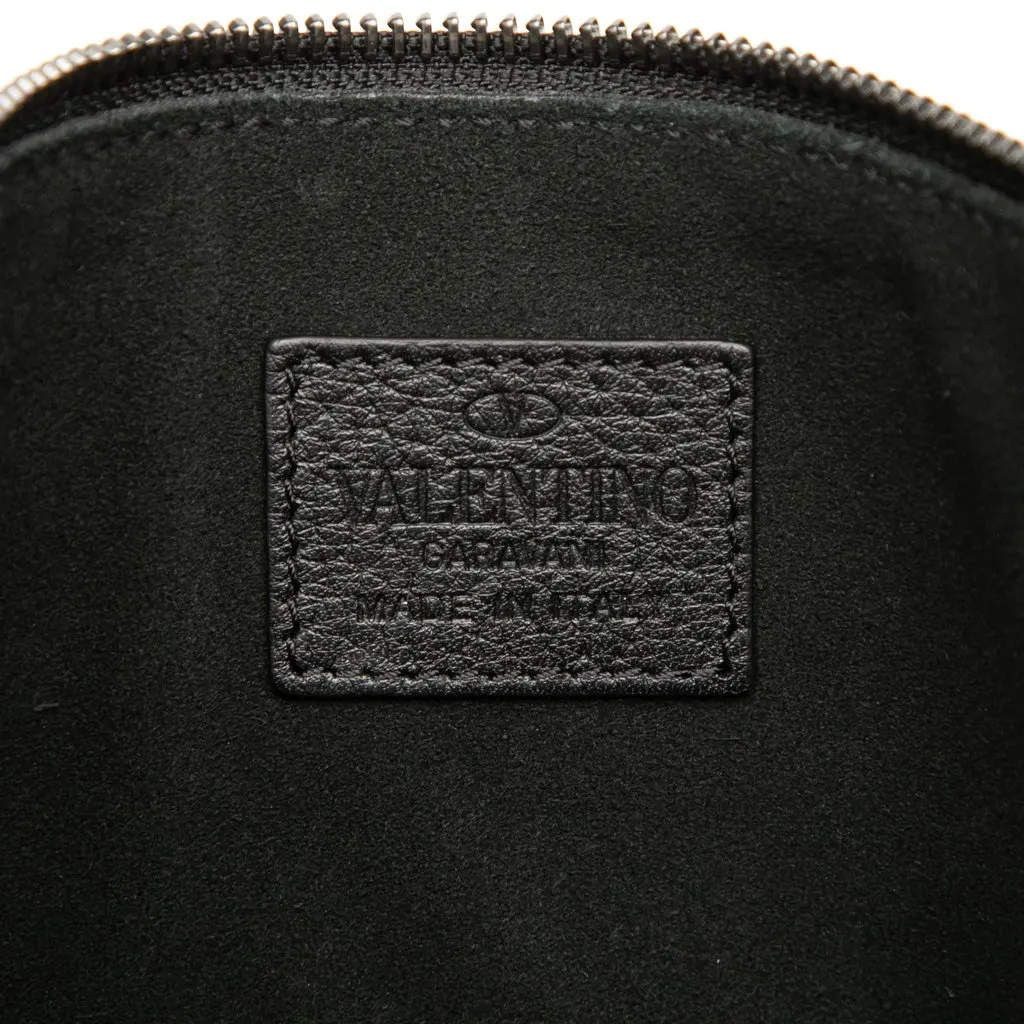 Valentino Grained Calfskin Rockstud Clutch Black Leather Very good - Box View