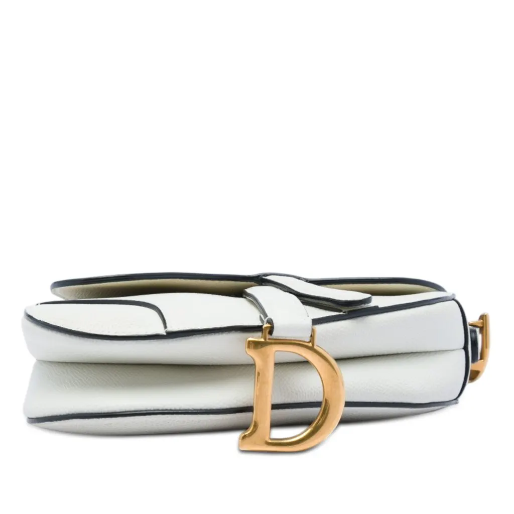 Dior Mini Grained Calfskin Saddle Bag White Leather Very good - Inside View
