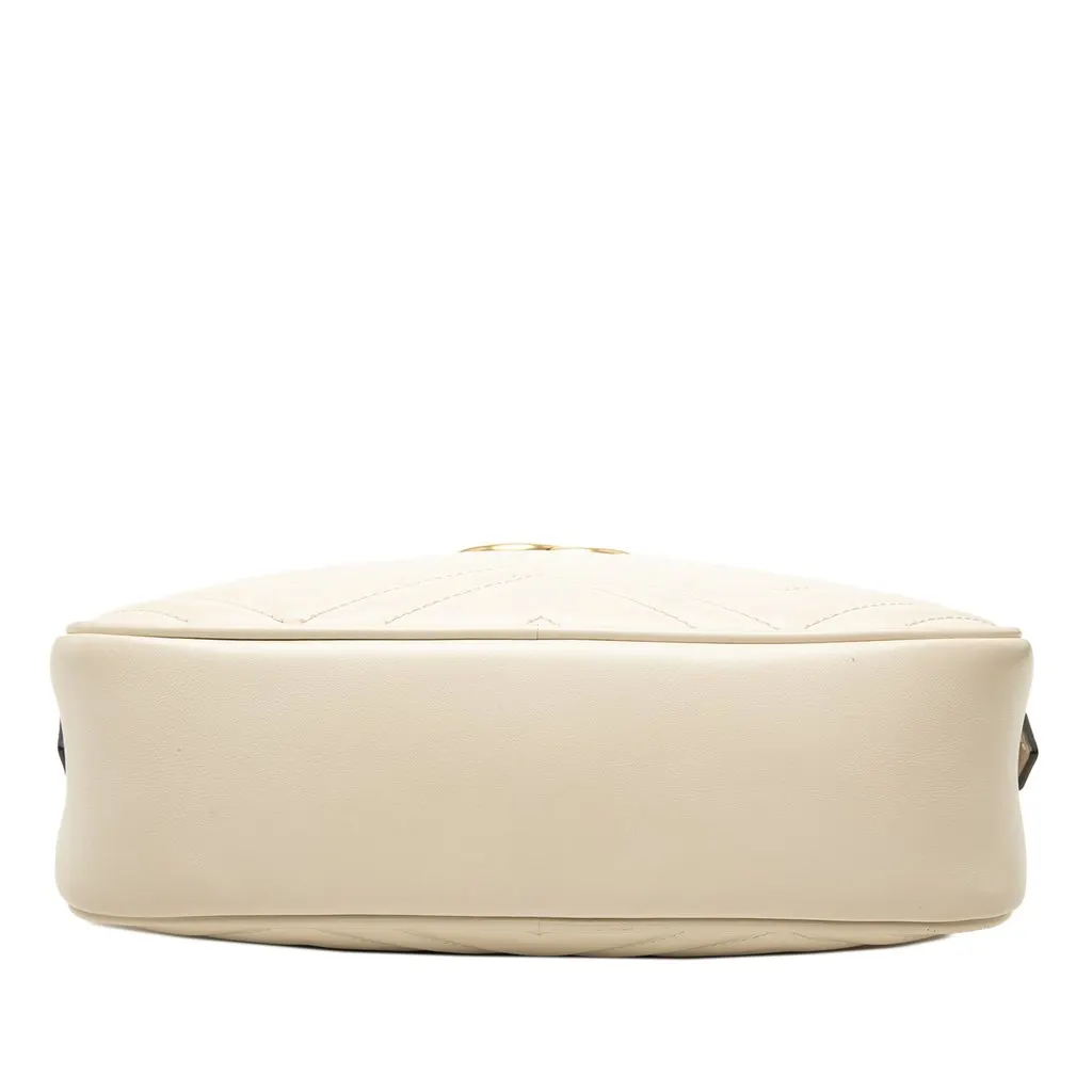 Gucci Small GG Marmont Matelasse Leather Crossbody White Leather Very good - Inside View