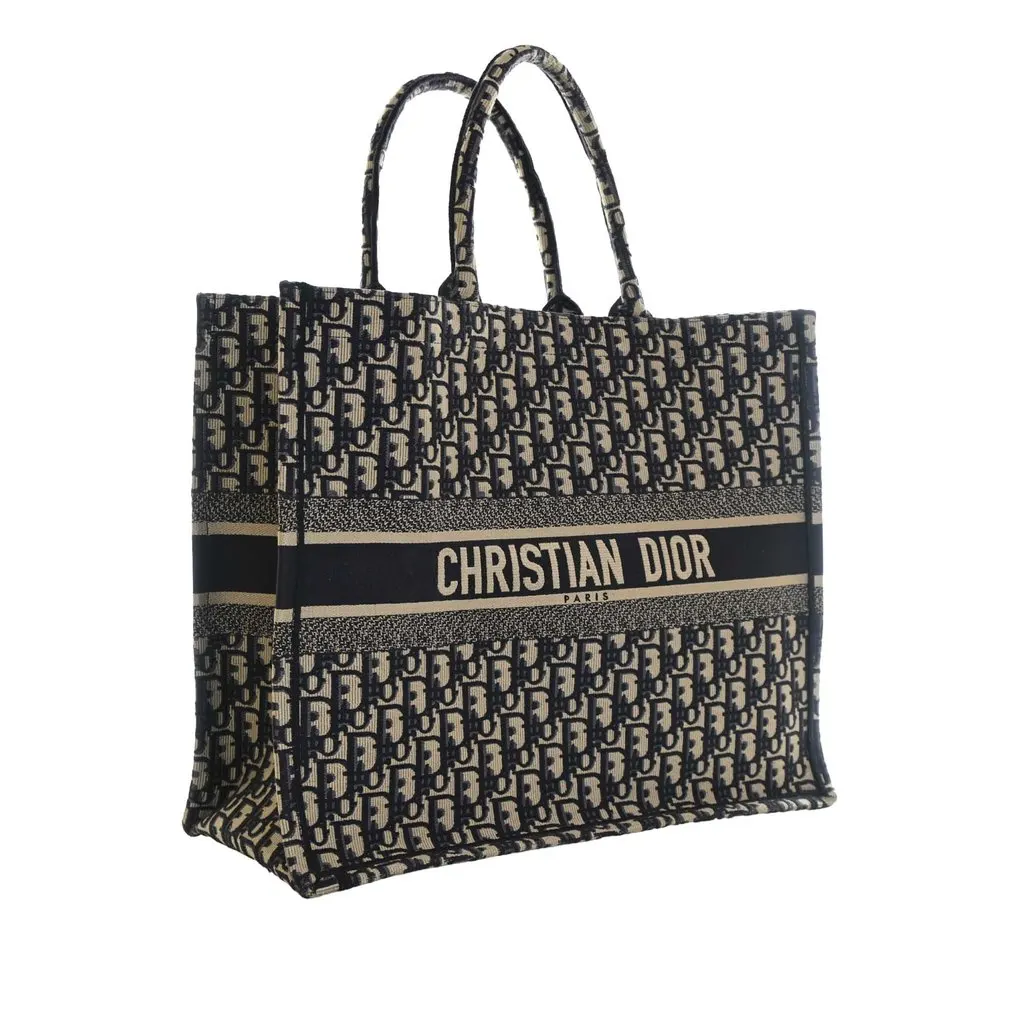 Dior Large Oblique Embroidered Canvas Book Tote Blue Canvas Very good - Inside View