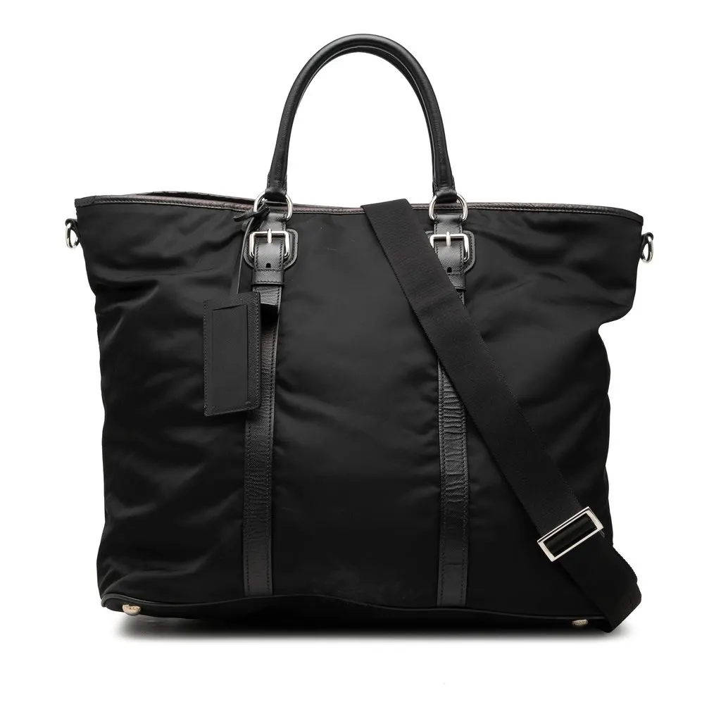 Prada Saffiano Trimmed Tessuto Open Convertible Tote Black Polyamide Very good - Front View