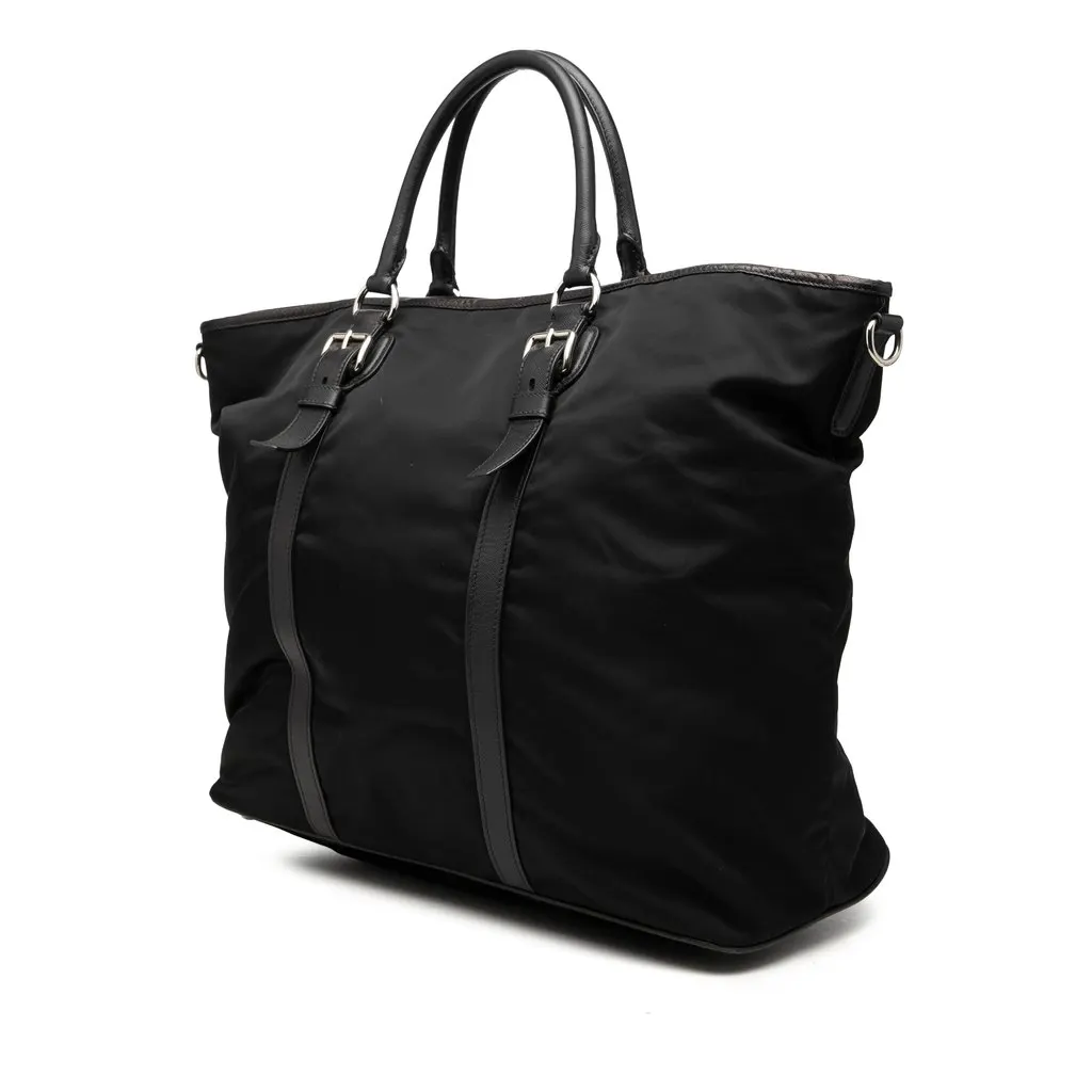 Prada Saffiano Trimmed Tessuto Open Convertible Tote Black Polyamide Very good - Back View
