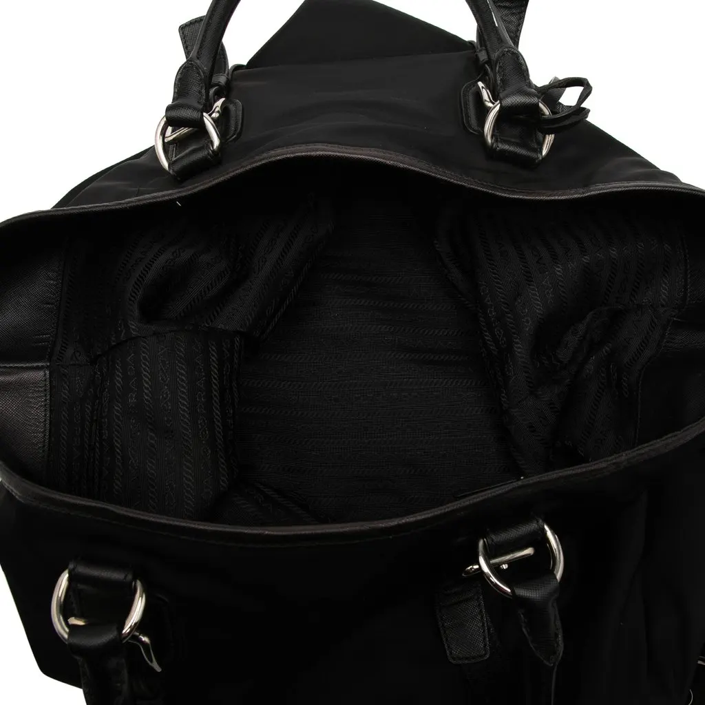 Prada Saffiano Trimmed Tessuto Open Convertible Tote Black Polyamide Very good - Model View