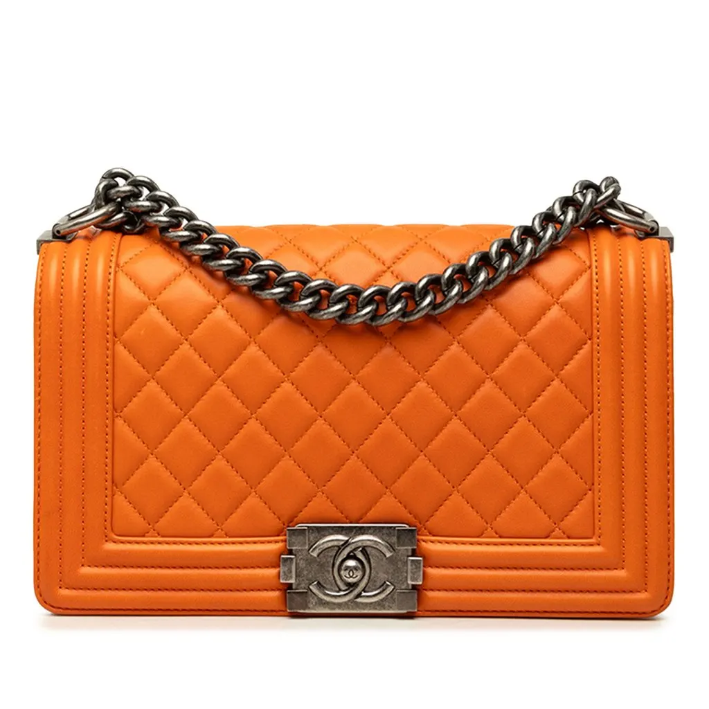 Chanel Old Medium Quilted Lambskin Boy Flap