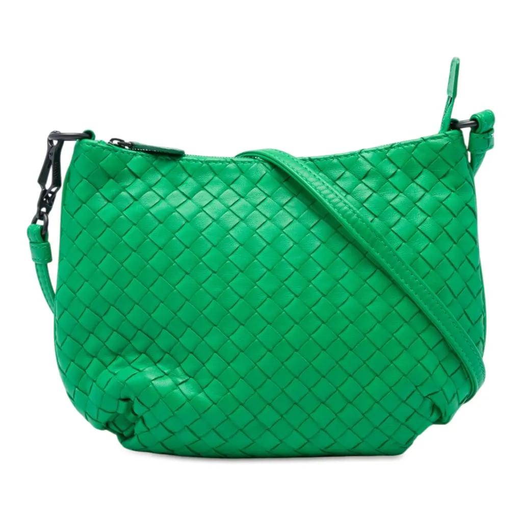 Bottega Veneta Nappa Intrecciato Shoulder Bag Green Leather Good - Front View