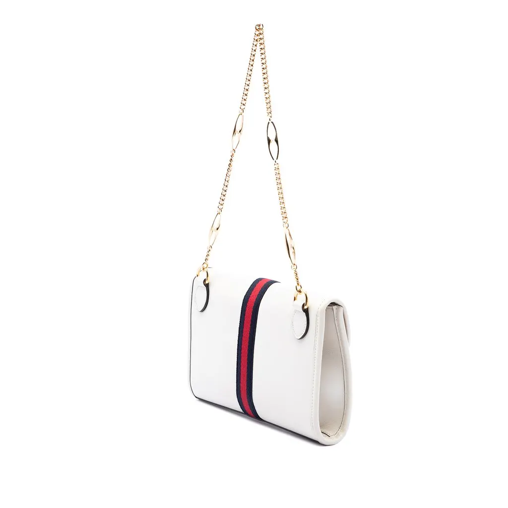 Gucci Small Leather Rajah Web Chain Satchel White Leather Very good - Back View