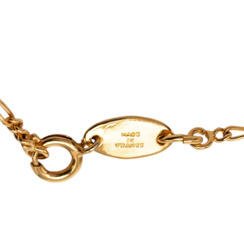 Chanel CC Gold Plated Strass Pendant Necklace Gold Metal Very good - Box View