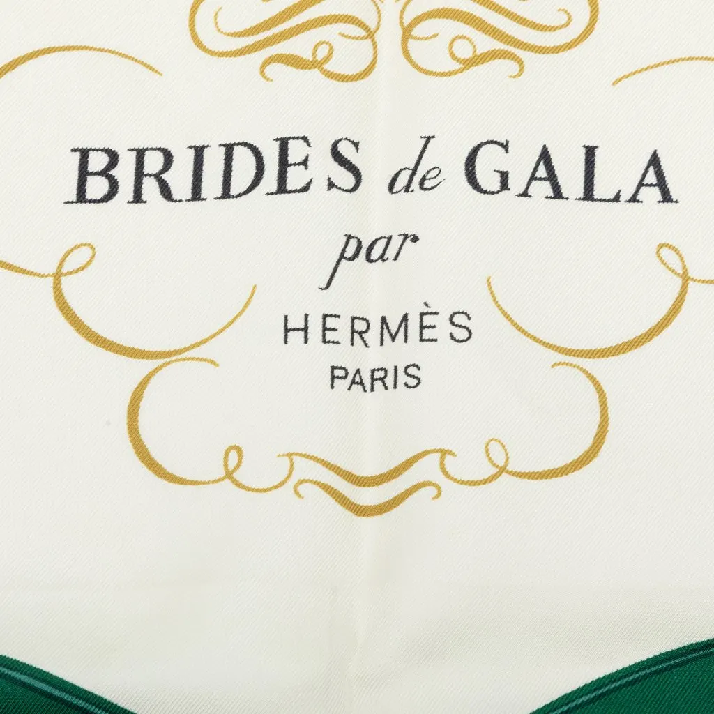 Hermès Brides de Gala Silk Scarf 90 White Silk Good - Inside View