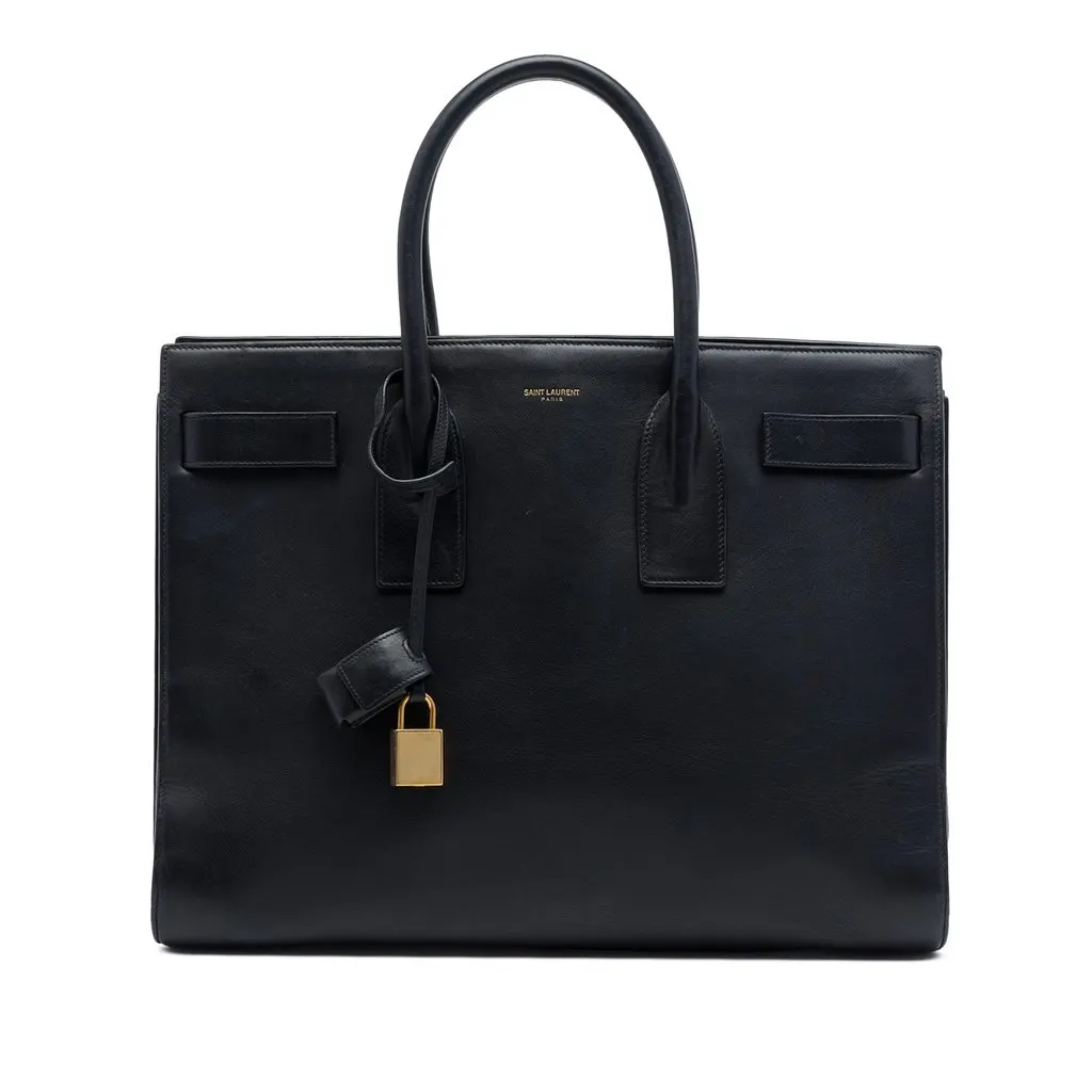 Saint Laurent Medium Leather Sac De Jour Satchel Black Leather Very good - Front View