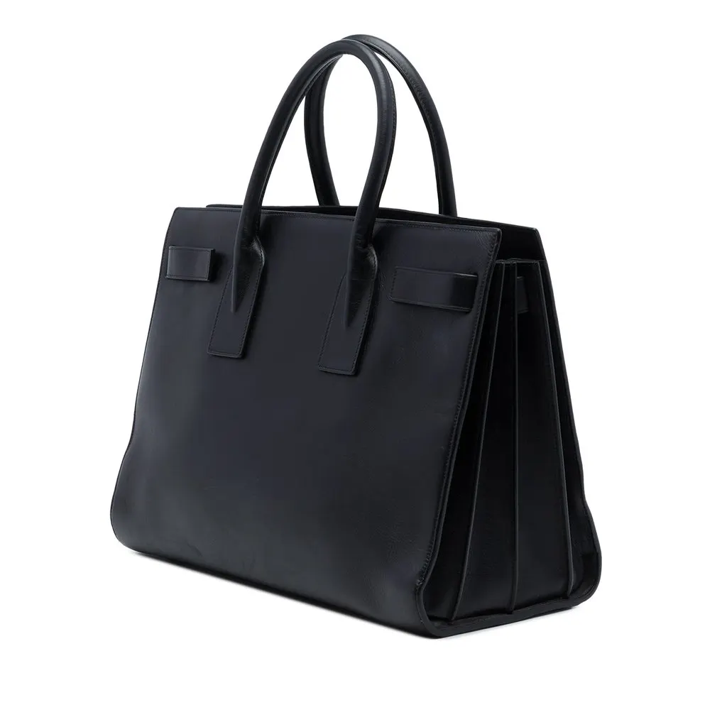 Saint Laurent Medium Leather Sac De Jour Satchel Black Leather Very good - Back View