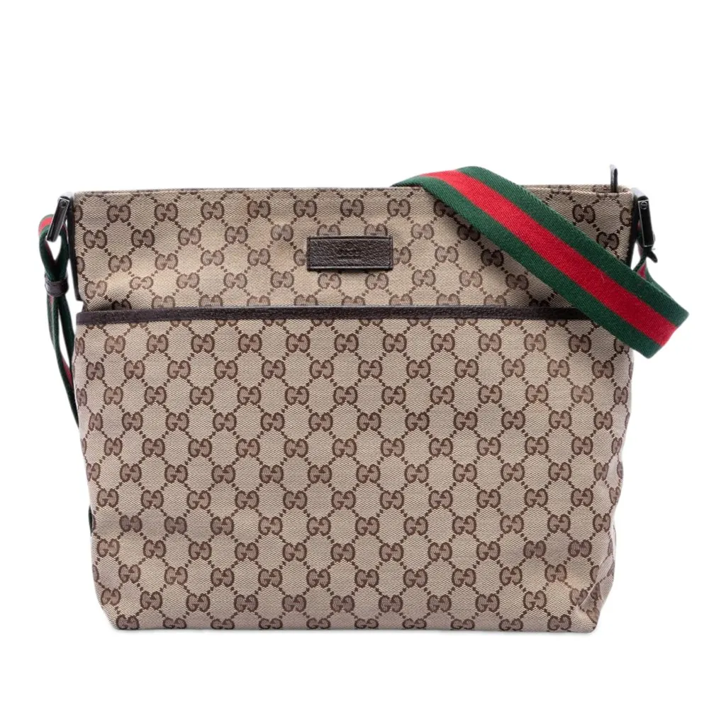 Gucci GG Canvas Web Crossbody Beige Canvas Very good - Front View