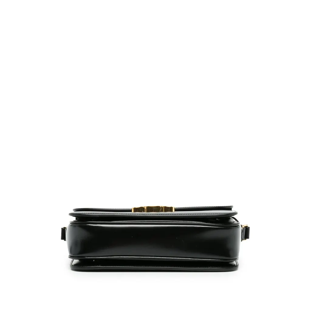 Celine Classique Shiny Calfskin Triomphe Crossbody Black Leather Very good - Inside View
