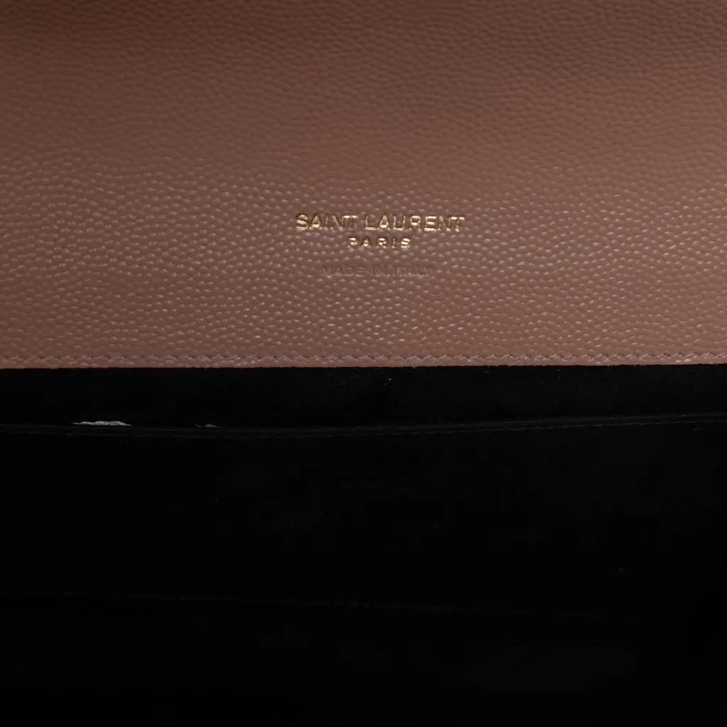 Saint Laurent Grain De Poudre Cassandre Matelasse Flap Pouch Brown Leather Very good - Box View