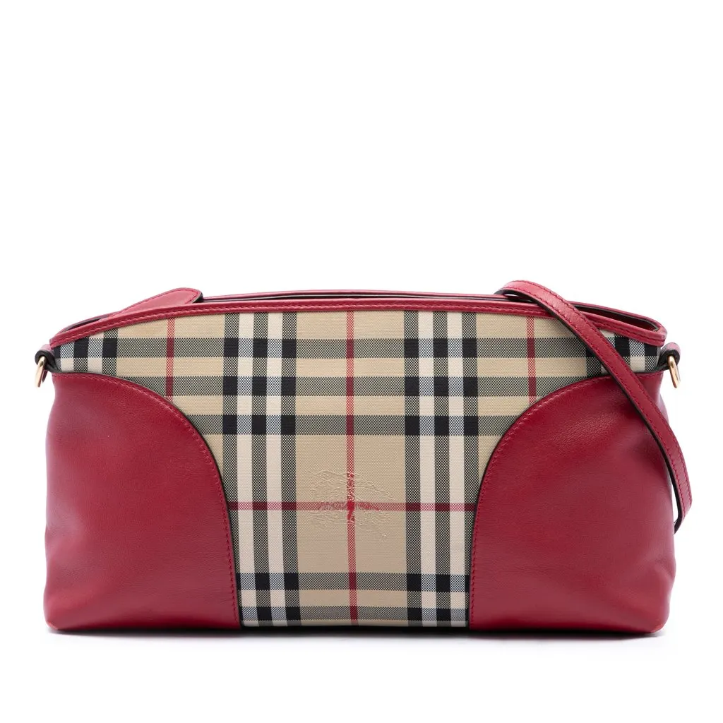 Burberry Haymarket Check Coated Canvas Chichester Crossbody Beige Canvas Good - Front View