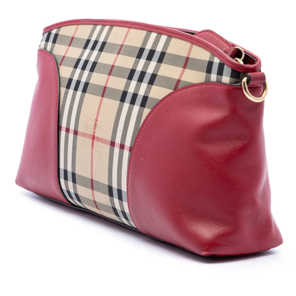 Burberry Haymarket Check Coated Canvas Chichester Crossbody Beige Canvas Good - Back View