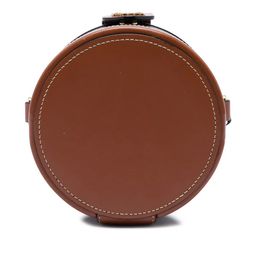 Celine Small Triomphe Coated Canvas Tambour Crossbody Brown Canvas Very good - Inside View
