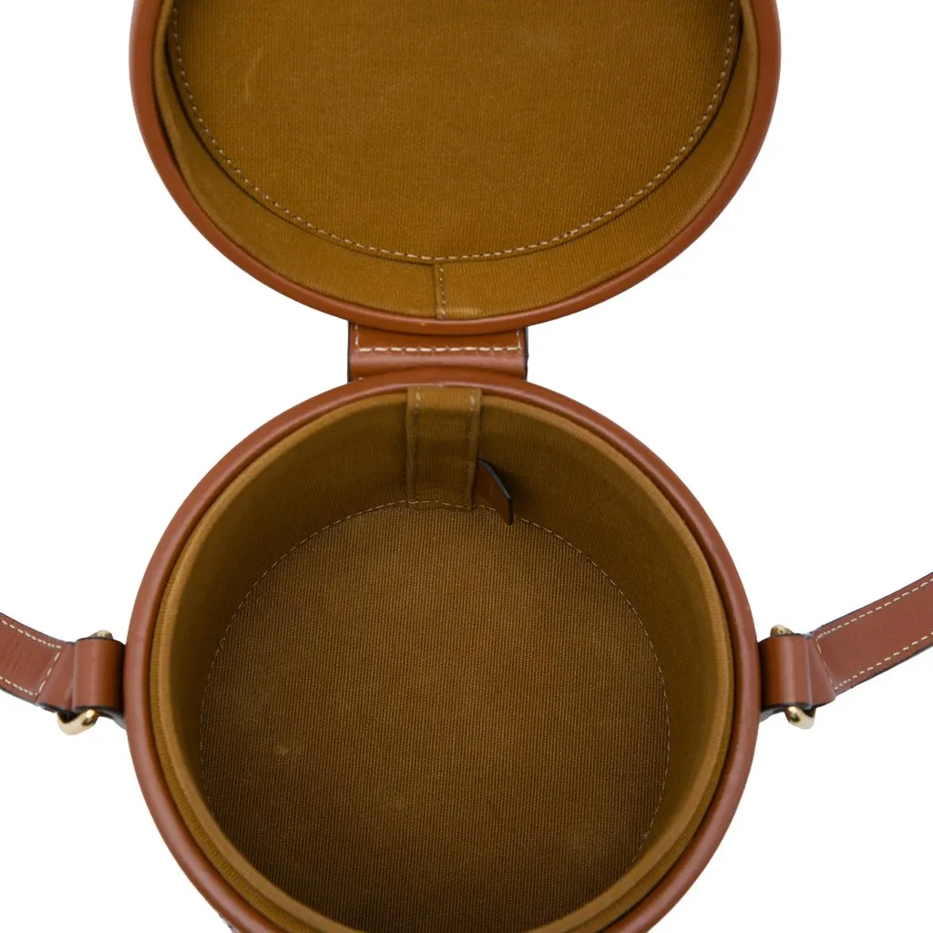 Celine Small Triomphe Coated Canvas Tambour Crossbody Brown Canvas Very good - Model View