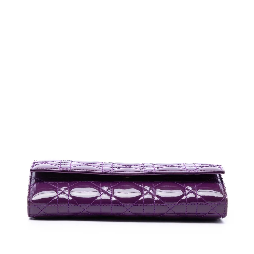 Dior Patent Cannage Lady Dior Wallet On Chain Purple Leather Very good - Inside View