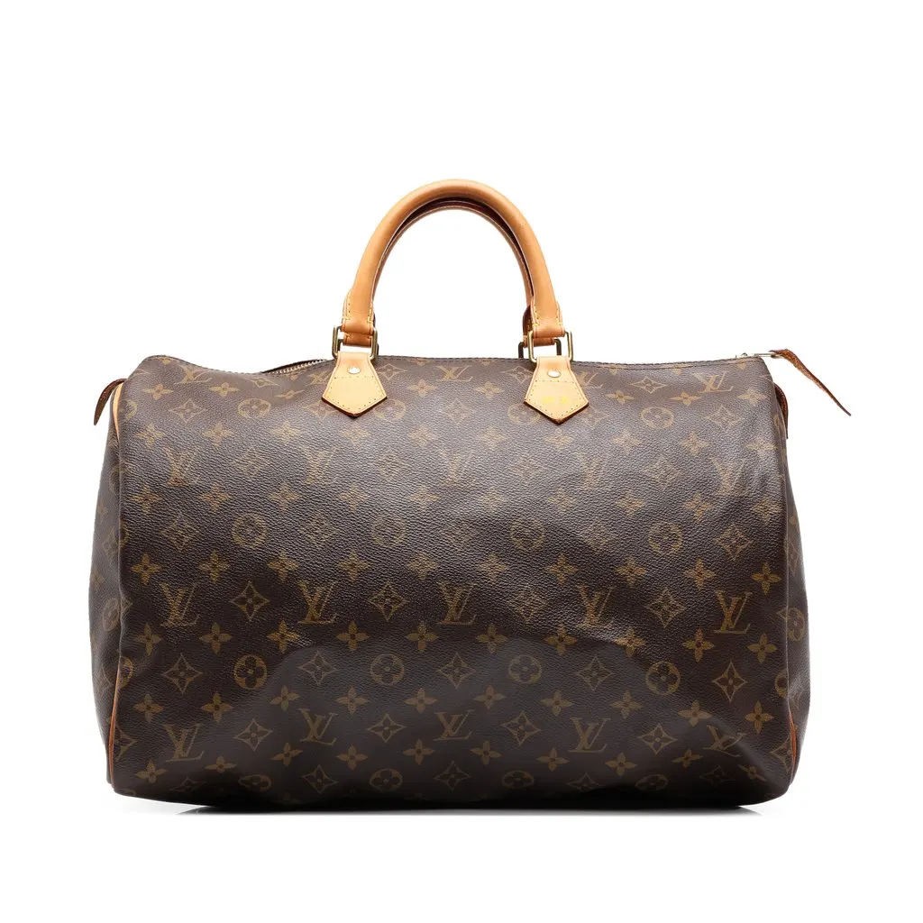 Louis Vuitton Monogram Speedy 40 Brown Canvas Good - Front View
