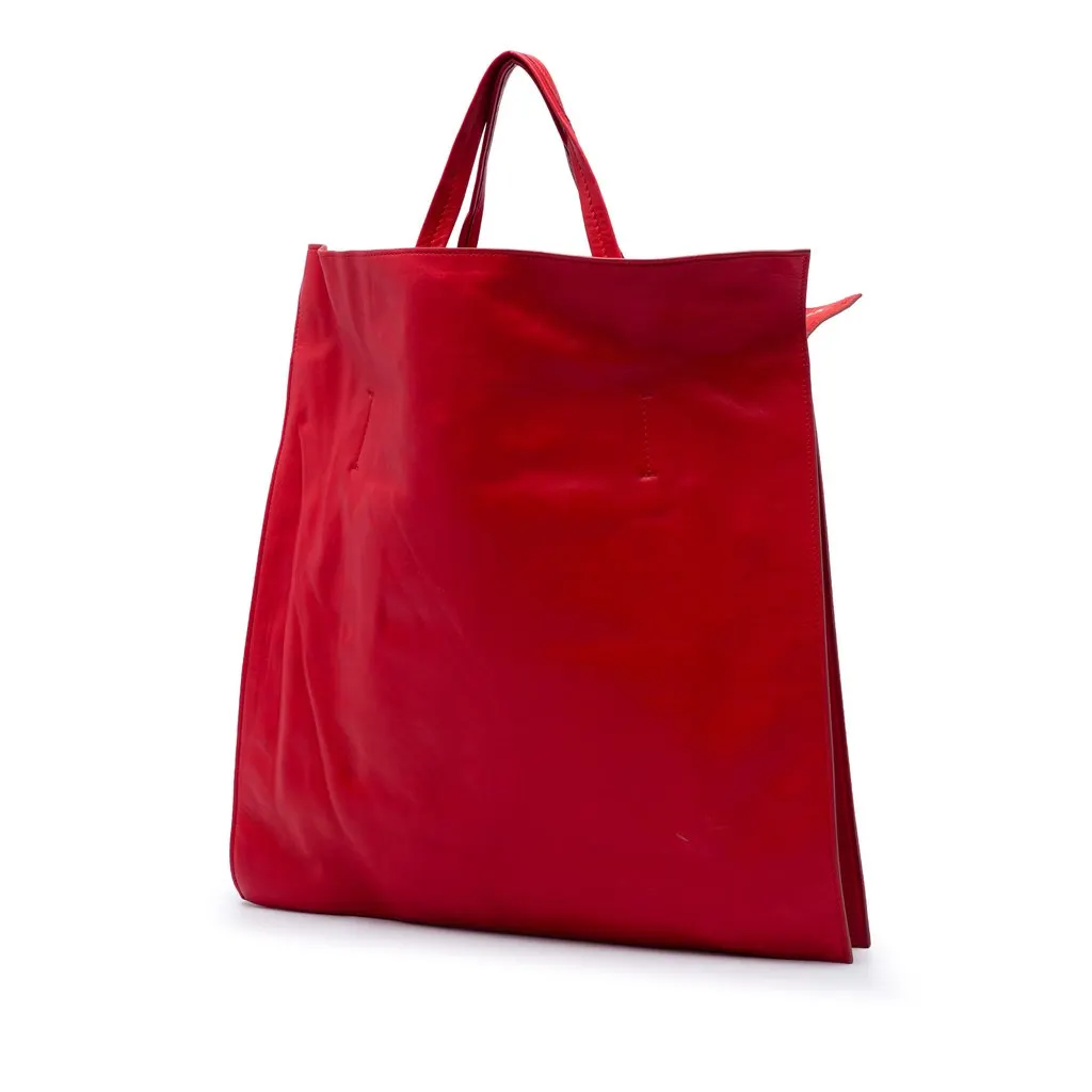Celine Studded Lambskin Cabas Tote Red Leather Very good - Back View