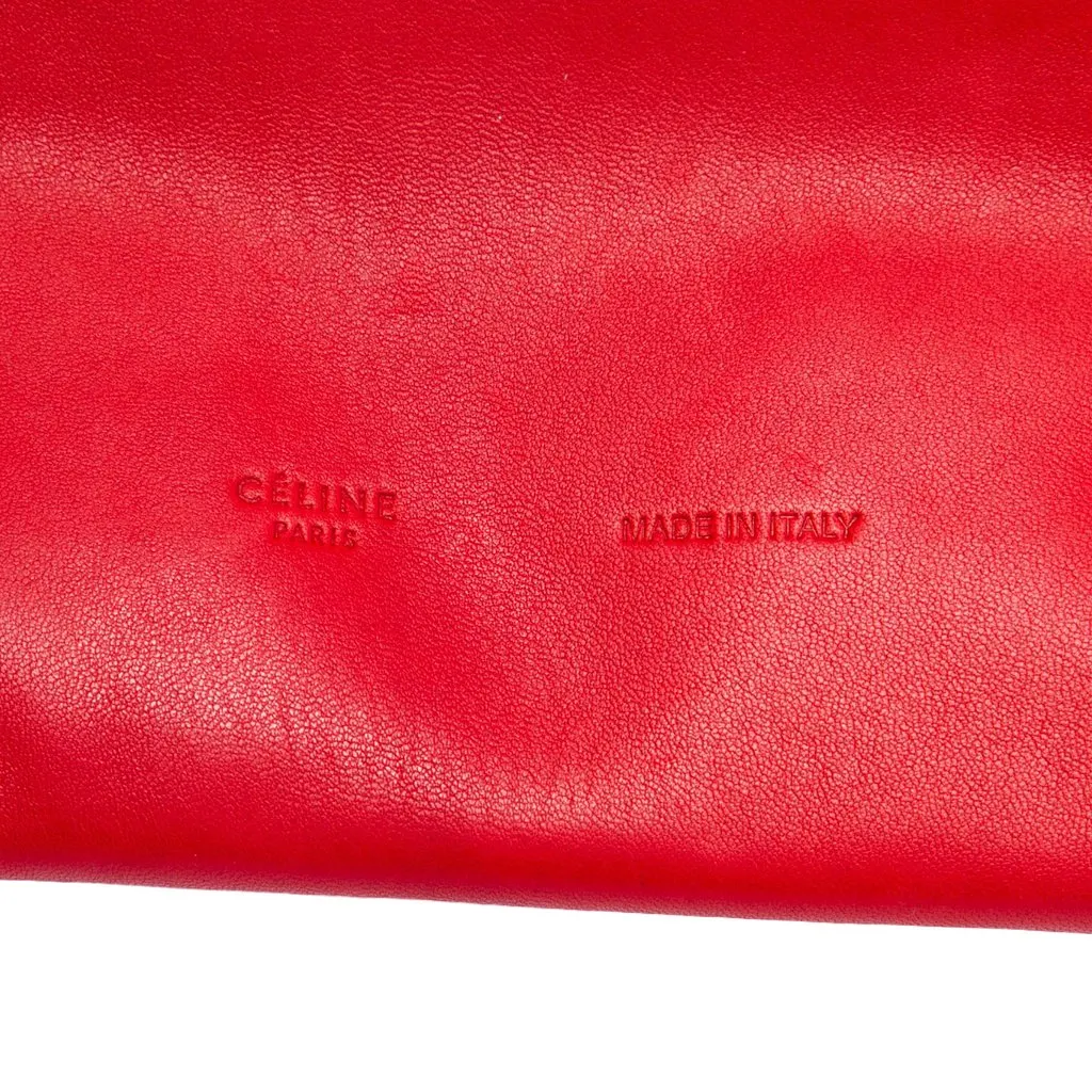 Celine Studded Lambskin Cabas Tote Red Leather Very good - Box View