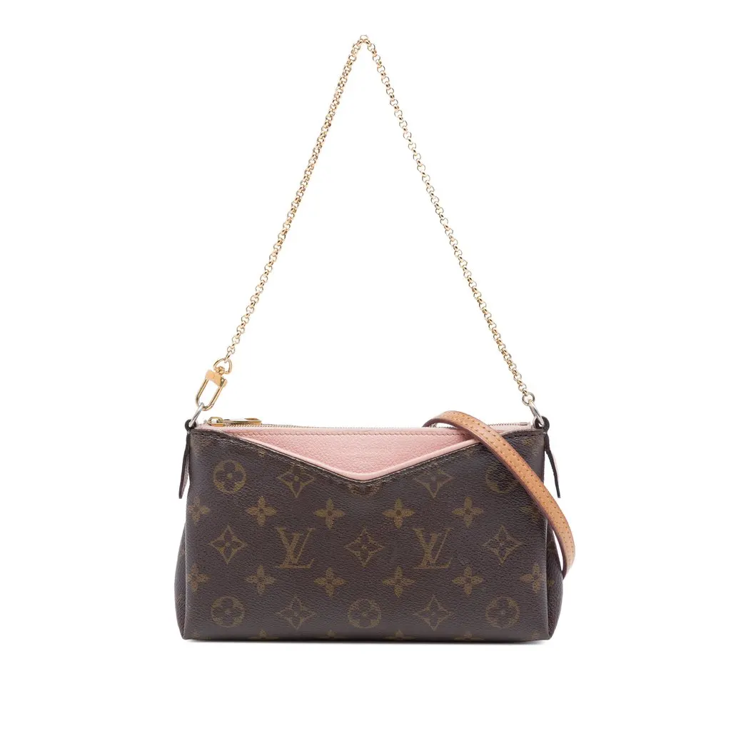 Louis Vuitton Monogram Pallas Clutch Brown Canvas Very good - Front View