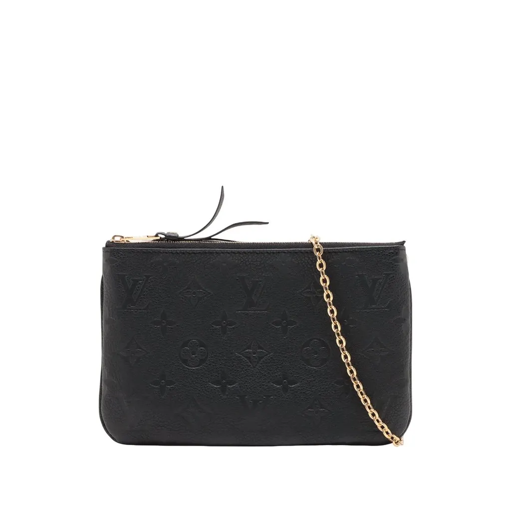 Louis Vuitton Monogram Empreinte Double Zip Pochette Black Leather Very good - Front View