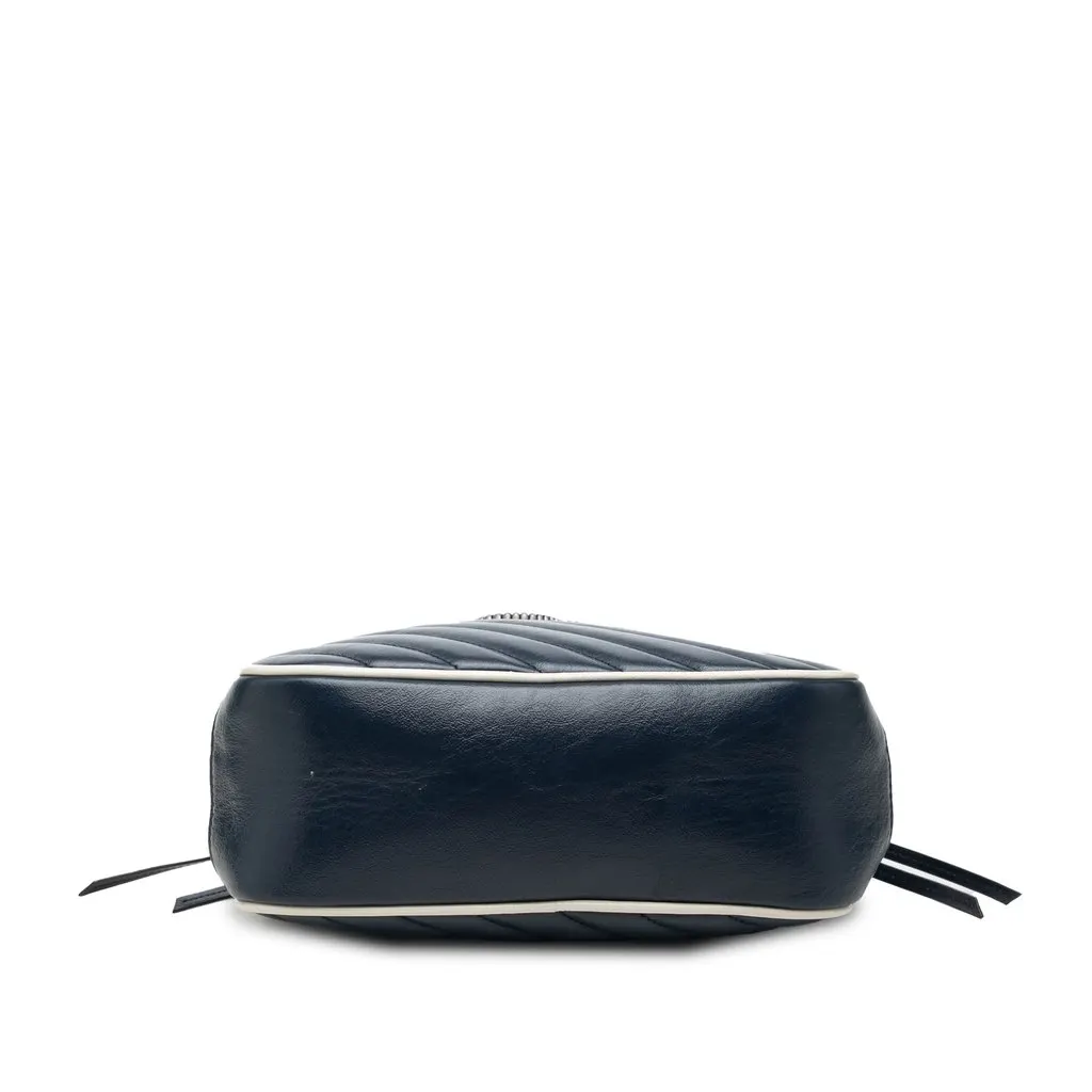 Gucci Small GG Marmont Matelasse Diagonal Calfskin Torchon Bamboo Satchel Blue Leather Very good - Inside View