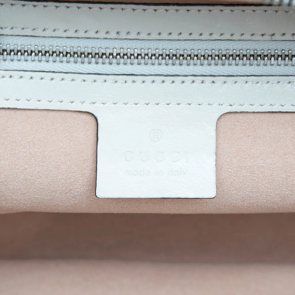 Gucci Small GG Marmont Matelasse Diagonal Calfskin Torchon Bamboo Satchel Blue Leather Very good - Box View