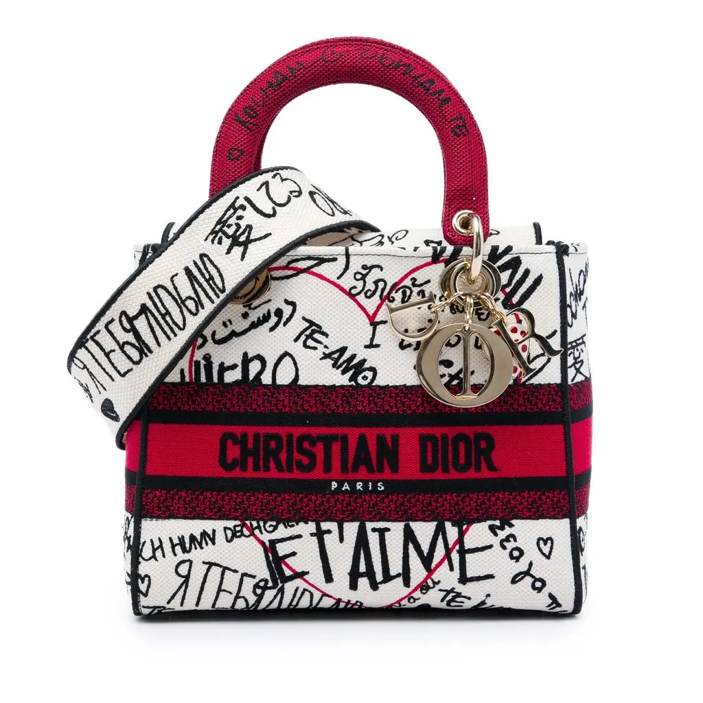 Dior DiorAmour Medium Embroidered Canvas Graffiti Lady D Lite White Very good - Front View