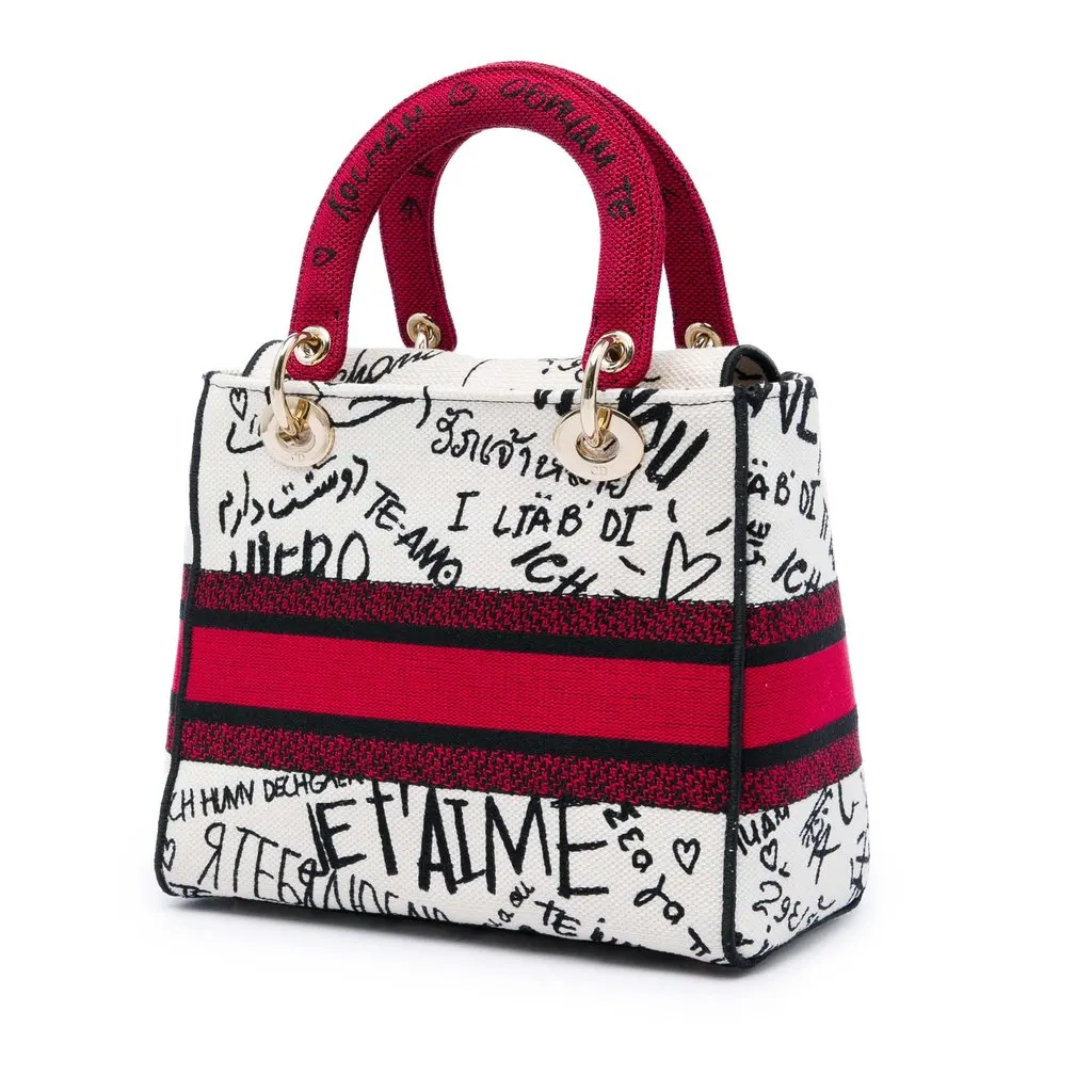 Dior DiorAmour Medium Embroidered Canvas Graffiti Lady D Lite White Very good - Back View