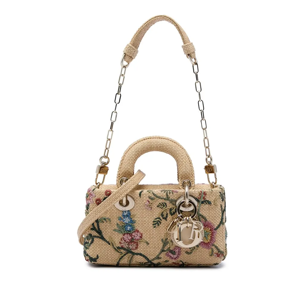 Dior مايكرو Floral مطرّزة رافيا ليدي D Joy