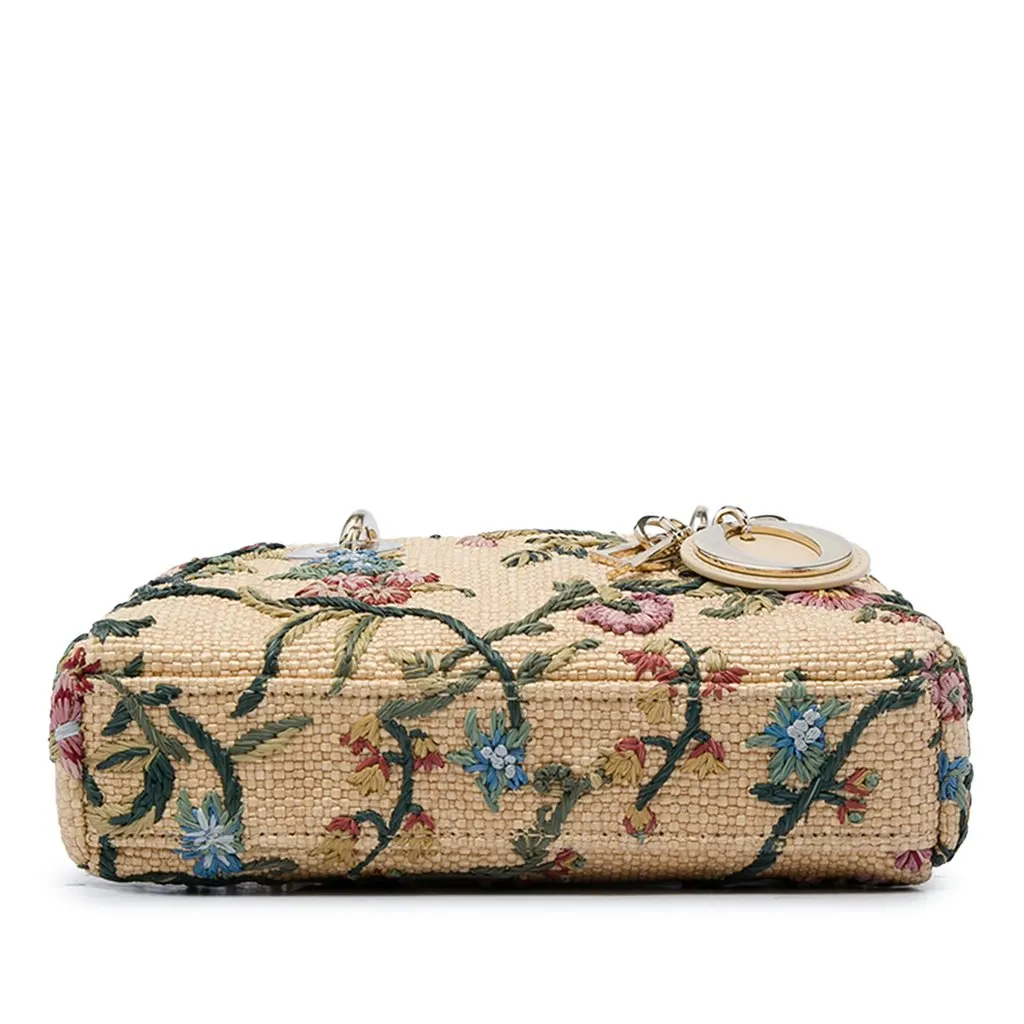 Dior Micro Floral Embroidered Raffia Lady D Joy Beige Rattan Good - Inside View