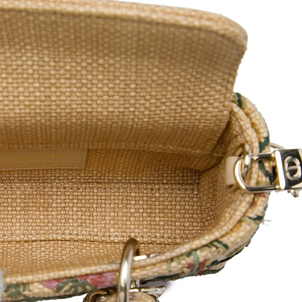 Dior Micro Floral Embroidered Raffia Lady D Joy Beige Rattan Good - Model View