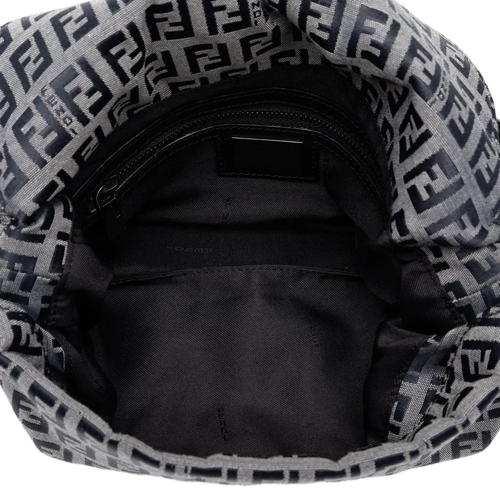 Fendi Zucchino Canvas Double Flap Shoulder Bag Grey Canvas Good - Model View