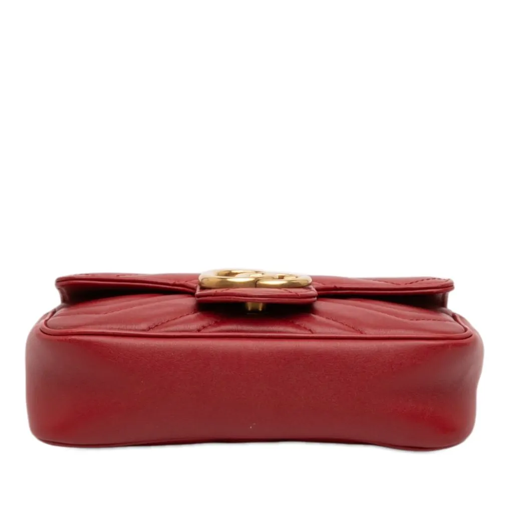 Gucci Mini GG Marmont Matelasse Leather Flap Crossbody Red Leather Good - Inside View