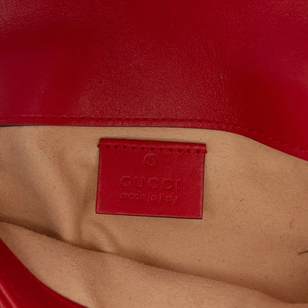 Gucci Mini GG Marmont Matelasse Leather Flap Crossbody Red Leather Good - Box View