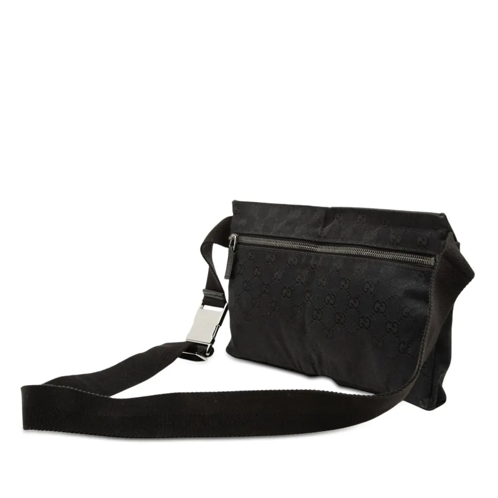 Gucci GG Canvas Double Pocket Belt Bag Black Very good - Back View