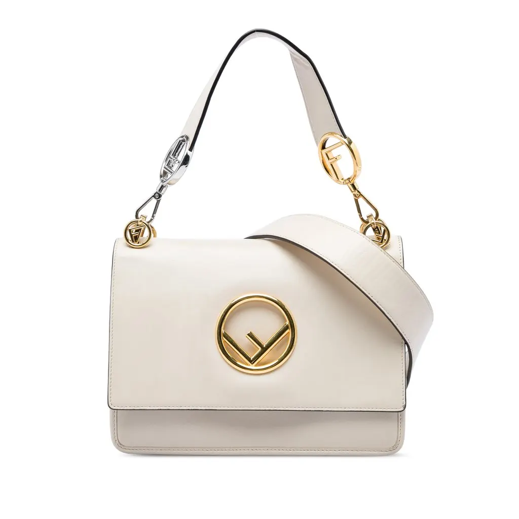 Fendi Smooth Leather Kan I F Satchel White Leather Very good - Front View