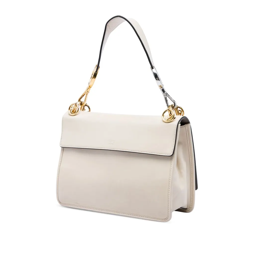 Fendi Smooth Leather Kan I F Satchel White Leather Very good - Back View