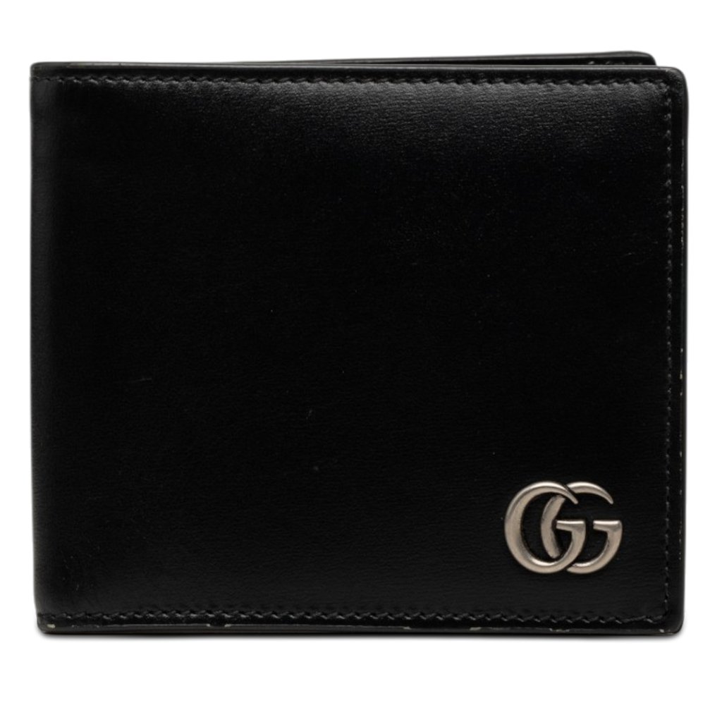 Gucci GG Marmont Calfskin Bifold Small Wallet Black Leather