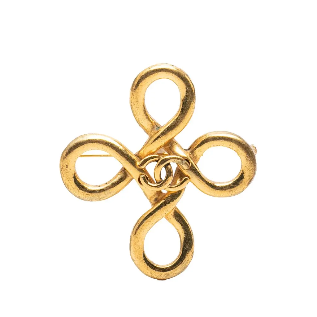 Chanel CC Gold Plated Infinity Knot Pin Brooch