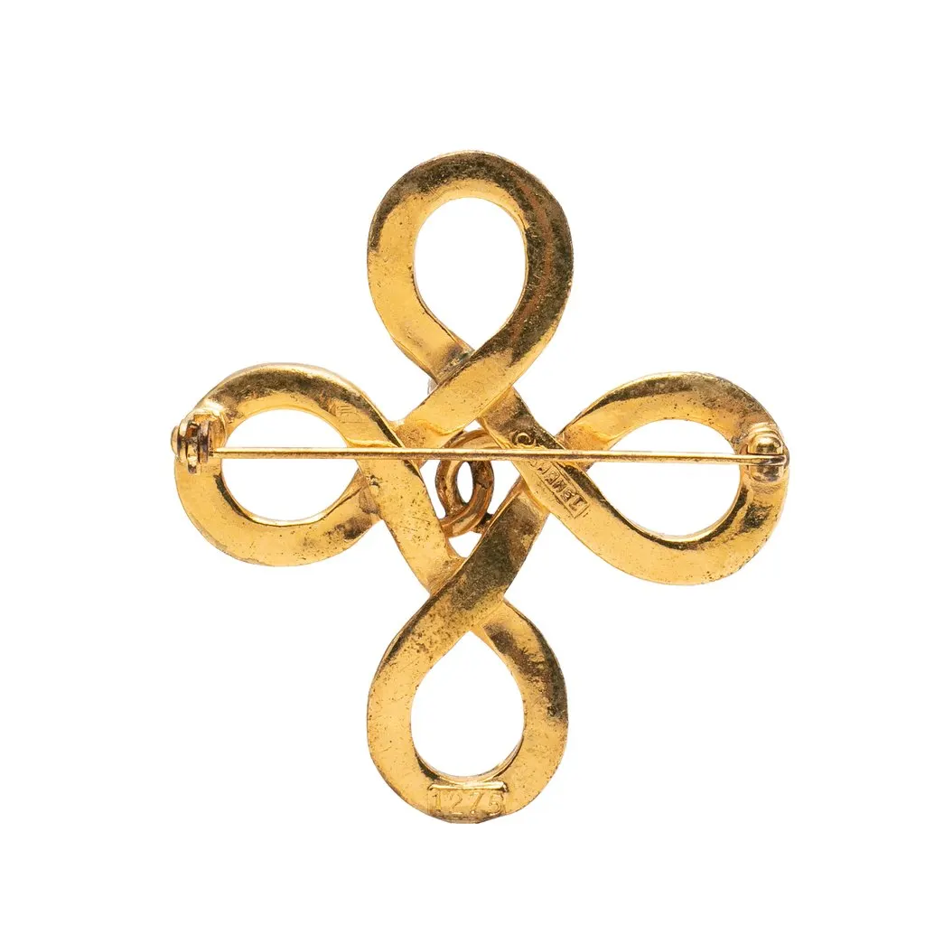 Chanel CC Gold Plated Infinity Knot Pin Brooch Gold Metal Very good - Back View