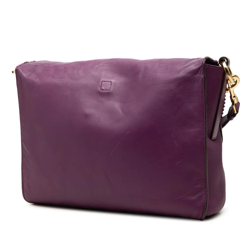 Loewe Nappa Anagram Tassel Crossbody Purple Leather Good - Back View