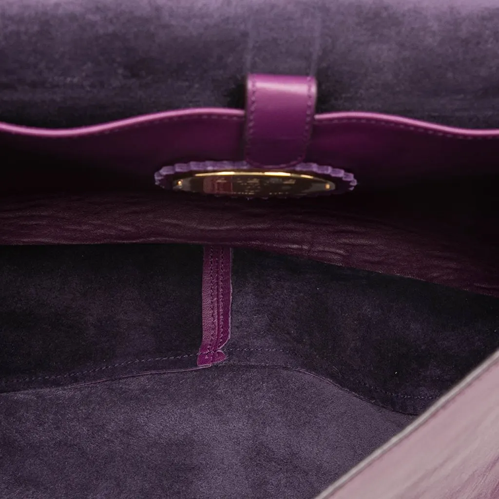 Loewe Nappa Anagram Tassel Crossbody Purple Leather Good - Model View