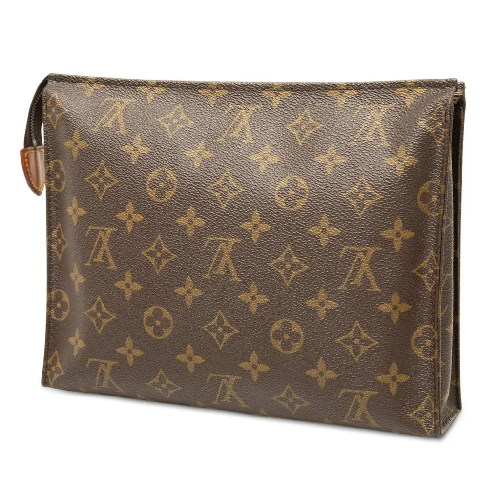 Louis Vuitton Monogram Toiletry Pouch 26 Brown Canvas Good - Back View