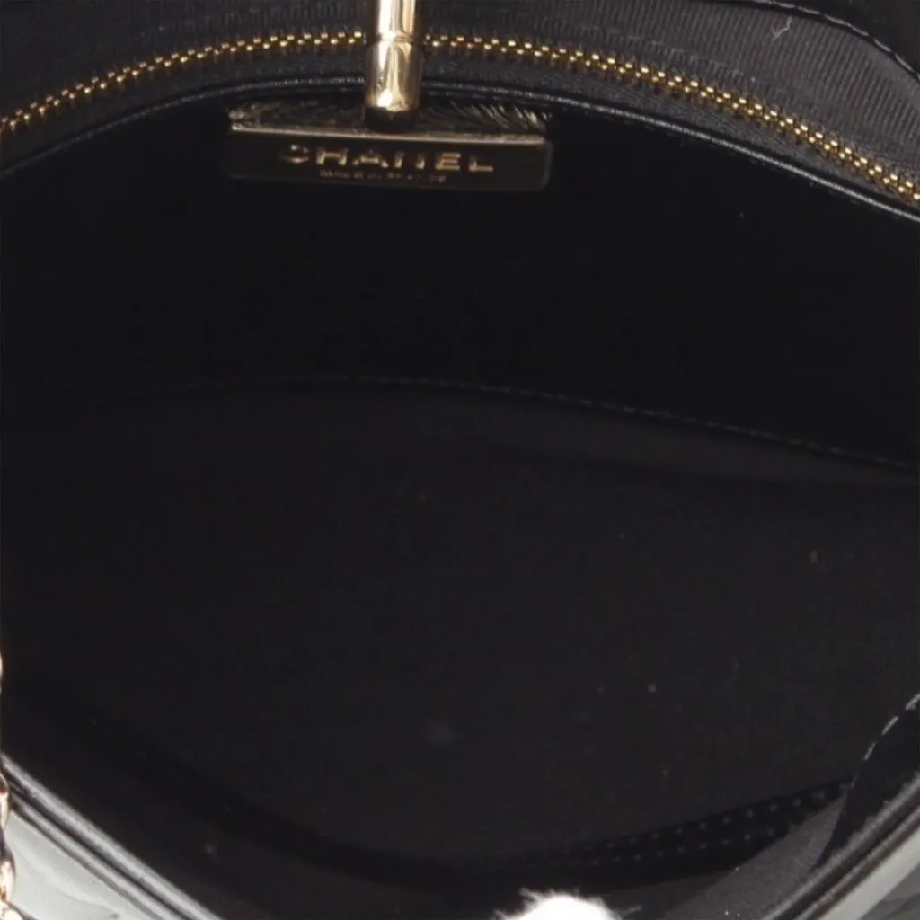 Chanel Mini Quilted Glazed Calfskin 31 Shopping Bag Black Leather Very good - Model View